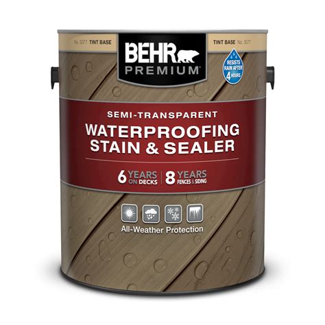 This 100% acrylic formula seals out the elements, and sun's harmful UV rays, for up to 6 yrs. . Behr transparent stain colors